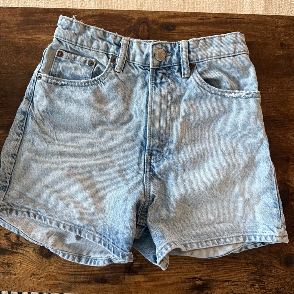 Zara Light Blue Denim High-Waist Shorts